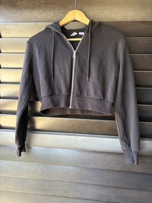 Divided H&M Black Cropped Full Zip Hoodie Size Small - Image 1 of 4