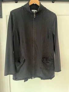 HABITAT Full Zip Mock Neck Jacket In Black - Women’s Small - Lagenlook - Picture 1 of 4