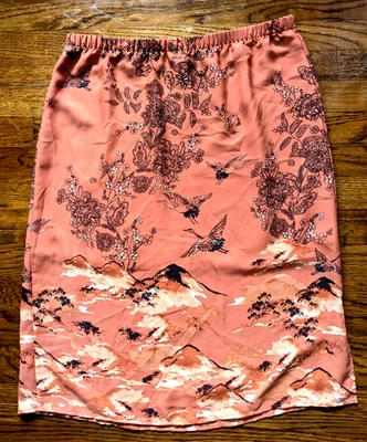 NWT Pleione Skirt Size XL Terracotta Crane Cottagecore Earthy Birds Boho Midi - Image 1 of 4
