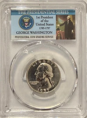 1957 Washington silver quarter 25C PCGS PR66 - Image 1 of 2