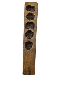Antique Hand Carved 5 Wooden Cookie Rice Moon Cake Sugar Mold Chinese Cookies - Picture 1 of 9