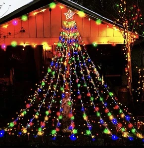 12.6ft 350LED Waterfall Lights, 8 Modes Christmas Lights, Multicolor - Picture 1 of 5