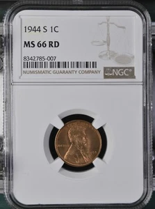 1944 S NGC MS 66 RD United States / American Lincoln Wheat Cent. - Picture 1 of 2