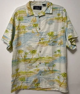 Newport Blue Herren Größe 2XL Corona Extra Knopfleiste Hemd Blau Hawaii Print - Bild 1 von 6