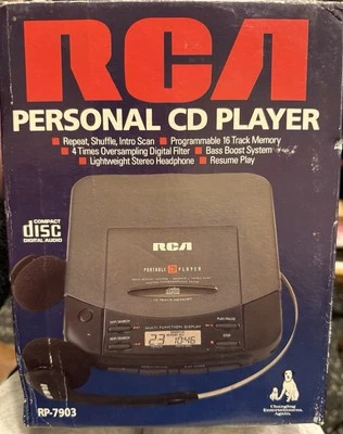 RCA RP-7903, портативный проигрыватель компакт-дисков компакт-дисков с 16 дорожками памяти, НОВЫЙ - Изображение 1 из 4