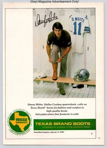 Danny White Texas Brand Boots Dallas Cowboys Western Vintage 1980 Advertisement - Picture 1 of 5