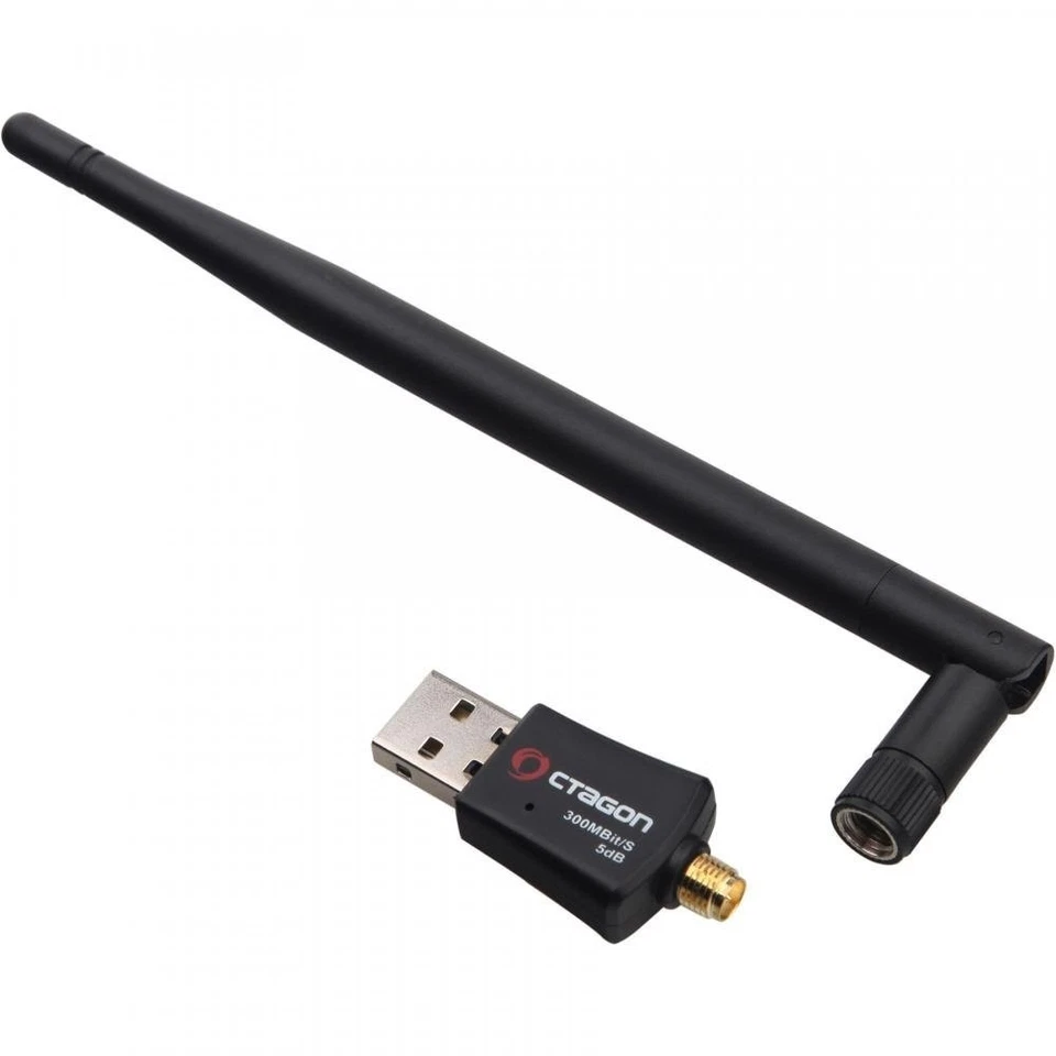 Octagon 300mbit/s Wl038 USB WLAN Stick mit Antenne schwarz