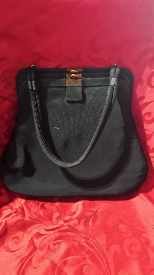 Vintage 1950s Garay Women's Black Clutch Bag - Image 1 of 4