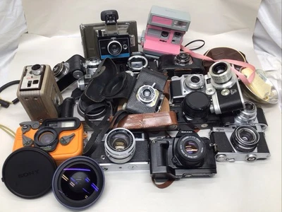 Large Mixed Lot Of Cameras UNTESTED/Many Vintage Items And Wide Angle Sony Lens - Image 1 of 4