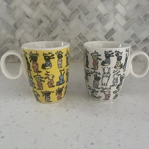 Rabbits Astrid The Netherlands Small Mini Coffee Espresso Mugs Set of Two - Picture 1 of 7
