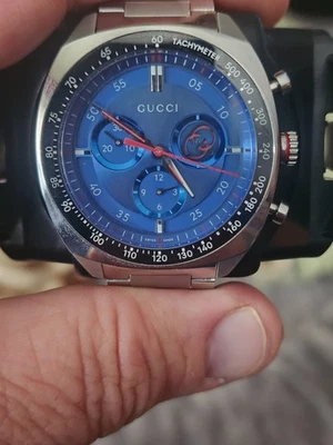 GUCCI 联锁 G 石英不锈钢 41 毫米蓝色表盘男士腕表 YA142317 — 第 1/4 张图片