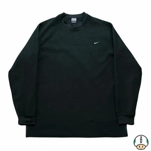 Nike Fleece Sweatshirt Mens Large Black Sportswear Swoosh Pullover Crewneck - Picture 1 of 7