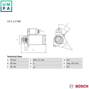 STARTER 0 986 023 940 FOR BMW 1/5/F20/X5/SAV/F5/F85/F0/F3/7/F02/F03/F04/SUV - Picture 1 of 9