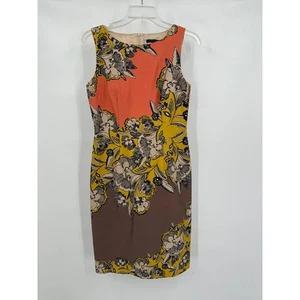 David Meister Womens Dress Size 4 Floral Sheath Mod Retro Colorblock Artsy Bold - Picture 1 of 8