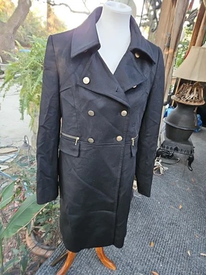 Abrigo de Lana Saks Fifth Avenue Doble Pecho Botones Dorados Etiqueta Roja Preppy Talla 12  Foto 1 de 4