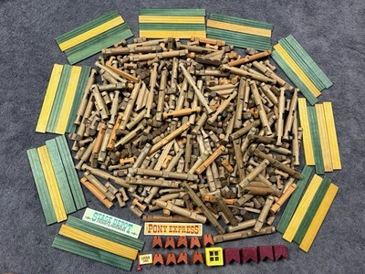 Vintage Lincoln Logs Collection Huge 520 Pc Lot Logs Roofs Signs - Image 1 of 4