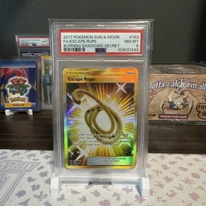 PSA 8 Escape Rope 163/147 Gold Rare Holo Foil Secret Pokemon SM Burning Shadows - Picture 1 of 1