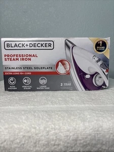 Black+Decker Professional Steam Iron Purple Gray White, 10 ft Cord, New! - Picture 1 of 6