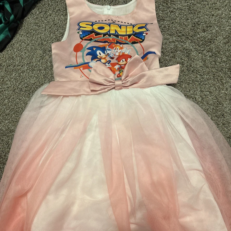 Sonic mania pink tutu dress bow see Measurements ￼ - Image 1 of 4