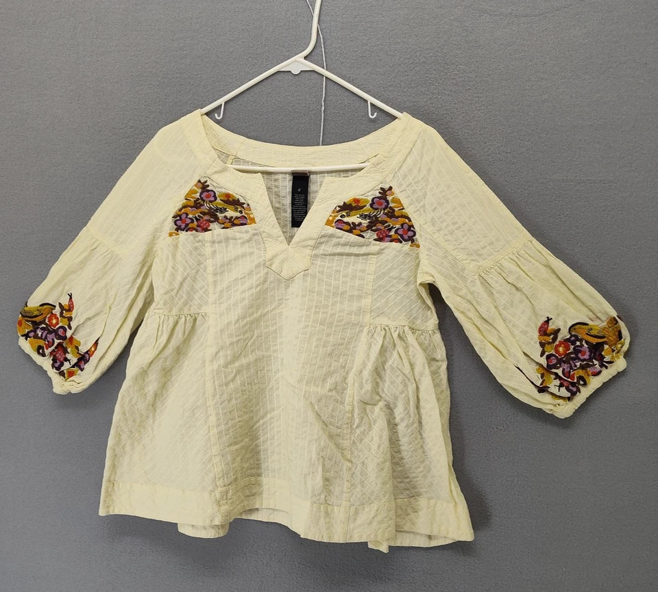 Blusa Lithe Para Mujer 6 Bordada Floral Manga 3/4 Campesina Boho Bohemia Top Foto 1 de 4