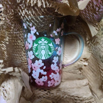 Starbucks Sakura Heat-Resistant Glass Mug Sakura Clear Pink Cherry Blossom Japan - Image 1 of 4