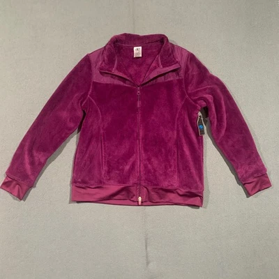 Nueva chaqueta Athletic Works para mujer de felpa polar con cremallera ciruela púrpura L G 12 14 Foto 1 de 4