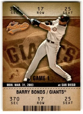 2003 Fleer Authentix Barry Bonds #6 San Francisco Giants - Image 1 of 2