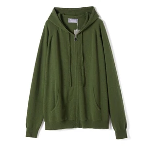 Maison Andes Bomber Hoodie grün 100% Kaschmir Full Zip Größe XXL - Bild 1 von 5