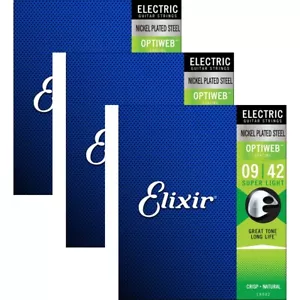 Elixir 19002 Nickel Plated Steel Electric Guitar Strings Super Light (9-42) 3 - Picture 1 of 4