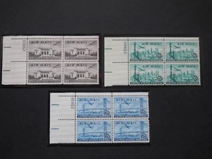 Bloques de placas de impresión en seco de correo aéreo #C34a C35a C36a MNH OG EN MUY BUEN ESTADO todas las posiciones UL - Imagen 1 de 4