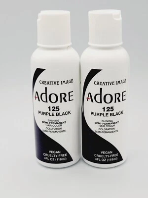  Tinte para cabello semipermanente Adore sin alcohol. #125 púrpura negro.  CANTIDAD:2 Foto 1 de 4