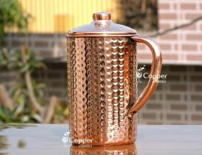 Jarra jarra de cobre 100 % puro y vaso de cobre capacidad de vidrio: 50 fl oz Foto 1 de 4