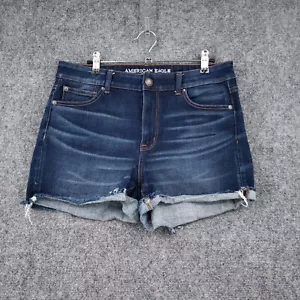 American Eagle Shorts Womens 12 Blue Hi Rise Shortie Super Stretch Cut Off Denim - Picture 1 of 15