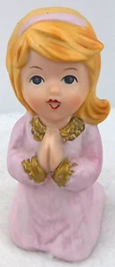 Homco Praying Girl Figurine Porcelain Blonde Hair Pink Nightgown 5211 Vintage - Picture 1 of 5