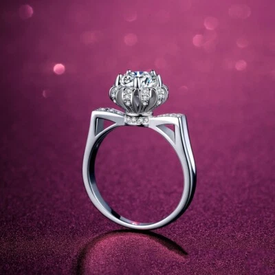 Anello Donna in Argento 925 con Pietra Mosang D Color e Design "Otto Cuori e Ott - Immagine 1 di 3