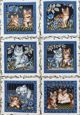 Coupon De Tissu CHAT Panneau - Patchwork Appliqué Coussin Serviette Vignettes - Photo 1/3