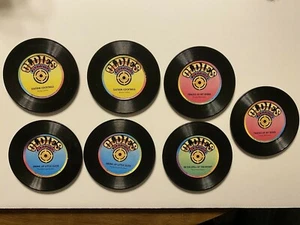 Vintage 1988 Oldies Record Coaster Set 7 Pieces Coffee Tea Beer Soda A6 - Picture 1 of 12