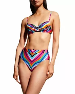 TRINA TURK High Waist 2PC LOUVRE Bikini Swimsuit Bathing Suit Womens Size 12 NEW - Picture 1 of 7