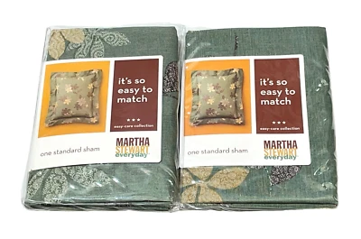 Juego de 2 hojas de salvia estándar diario Martha Stewart de colección 2004 verde floral EE. UU. Foto 1 de 4