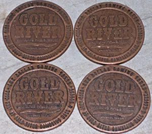 JUEGO DE 4 FICHAS DE TRAGAMONEDAS DE $1 DE GOLD RIVER CASINO LAUGHLIN - Imagen 1 de 5