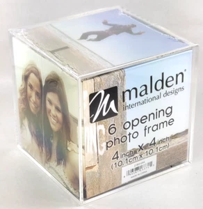 Acrylic Photo Cube Malden 6 Opening Photo Frame 4 x 4 inch - Picture 1 of 1