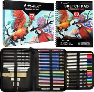 Artownlar 72er Pack Zeichnen Skizzieren Set mit 8x11 Skizzenbuch | Pro Art Supplies - Bild 1 von 6