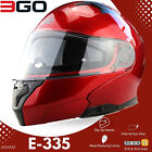 3GO E335 Burgundy Flip Up DVS Motorcycle Motorbike Crash Helmet Modular ECE ACU