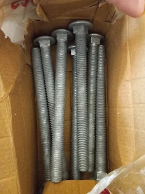 1/2 in.-13 x 6-1/2 in. Galvanized Carriage Bolts - 7 total bolts - Image 1 of 3