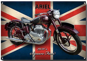 LARGE A3 SIZE ARIEL SQUARE FOUR MOTORCYCLE ENAMELLED METAL SIGN.1950'S VINTAGE  - Picture 1 of 1