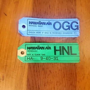 VTG 70s Hawaiian Air Kahului Maui Honolulu Checked Baggage Tickets Hawaii - Imagen 1 de 2
