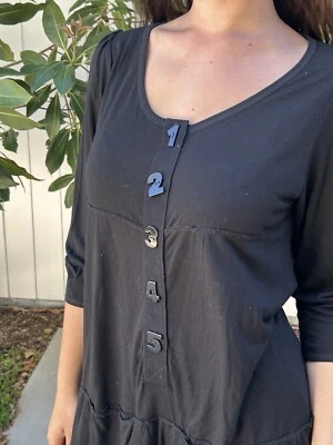 Mini Vestido Vintage Sonia Rykiel S Mezcla Lana Número Botón Negro Burbuja Foto 1 de 4