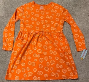 Vestito bambina Cat & Jack manica lunga zucca tasca taglia XL (14). Nuovo con etichetta! Halloween - Foto 1 di 6