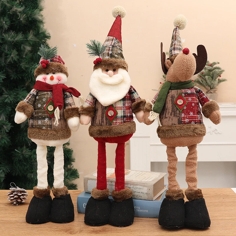 Christmas Snowman Elk Doll Decorative Supplies Retractable Legs Doll Ornament - Image 1 of 4