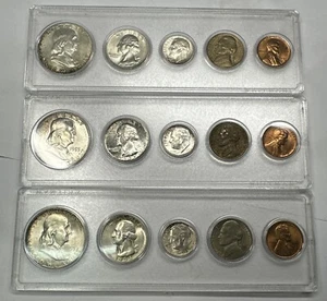 1953 P-D-S COMPLETO 15 MONETE ZECCA U.S. SILVER SET BRILLANTE NON CIRCOLATE - Foto 1 di 6